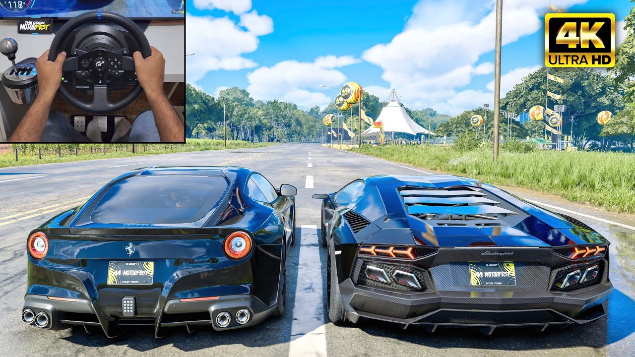 Ferrari F12 Berlinetta & Lamborghini Aventador | The Crew Motorfest | Thrustmaster T300RS Gameplay
