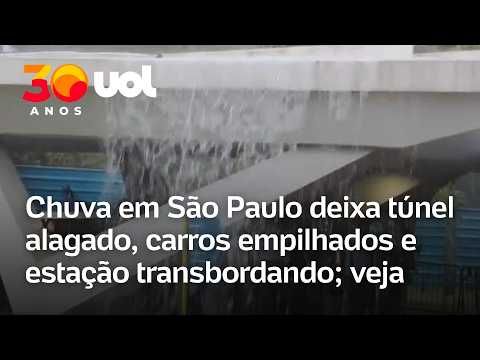 Chuva em São Paulo deixa túnel alagado, carros empilhados e estação transbordando; veja vídeos