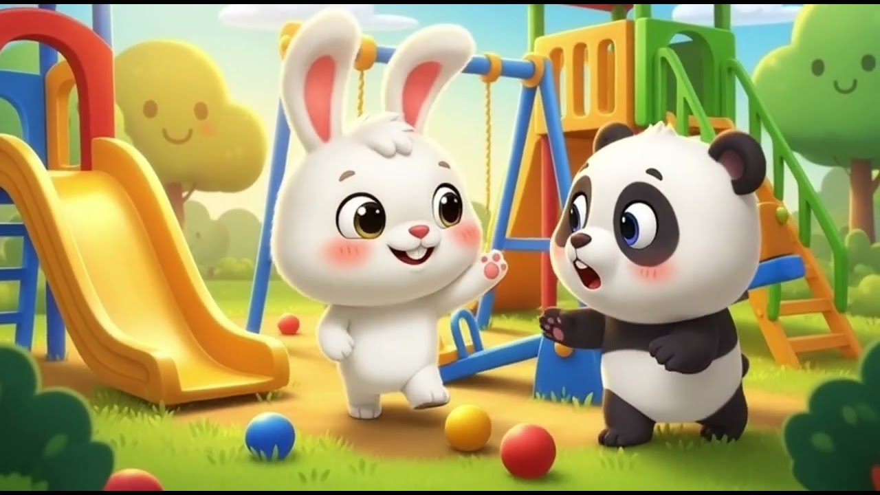 Bunny and Panda wants the swing 🐼🐰