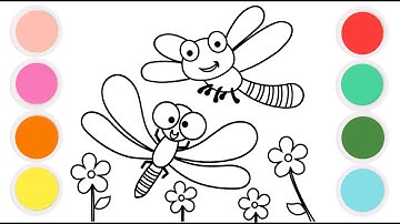 Vẽ và tô màu Con Chuồn Chuồn | Dragonfly Drawing and Coloring | XuNa TV