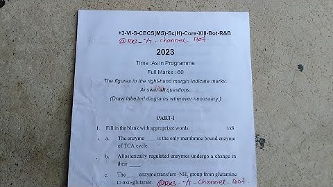 +3 Bsc 6th Semester Botany Core-13 (Plant Metabolism Question Paper 2023 || Utkal University ||