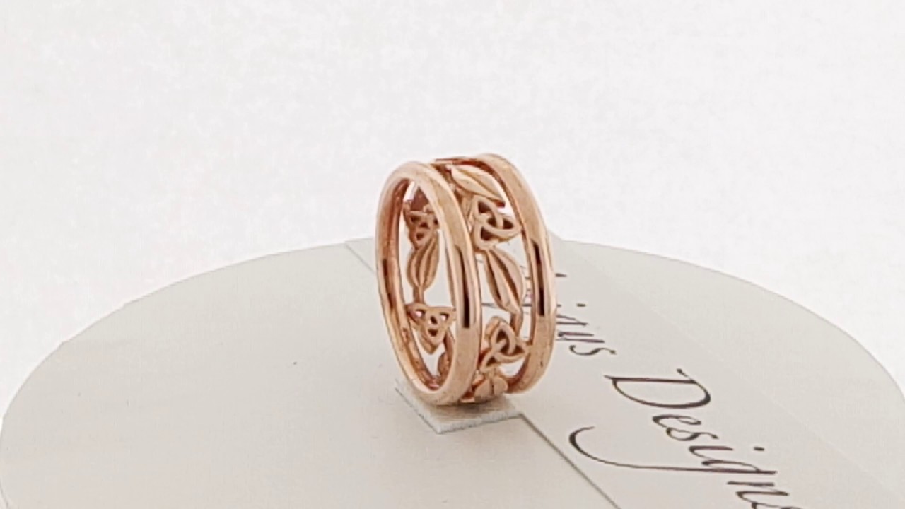14kt rose gold celtic trinity knot engagement ring, wedding band