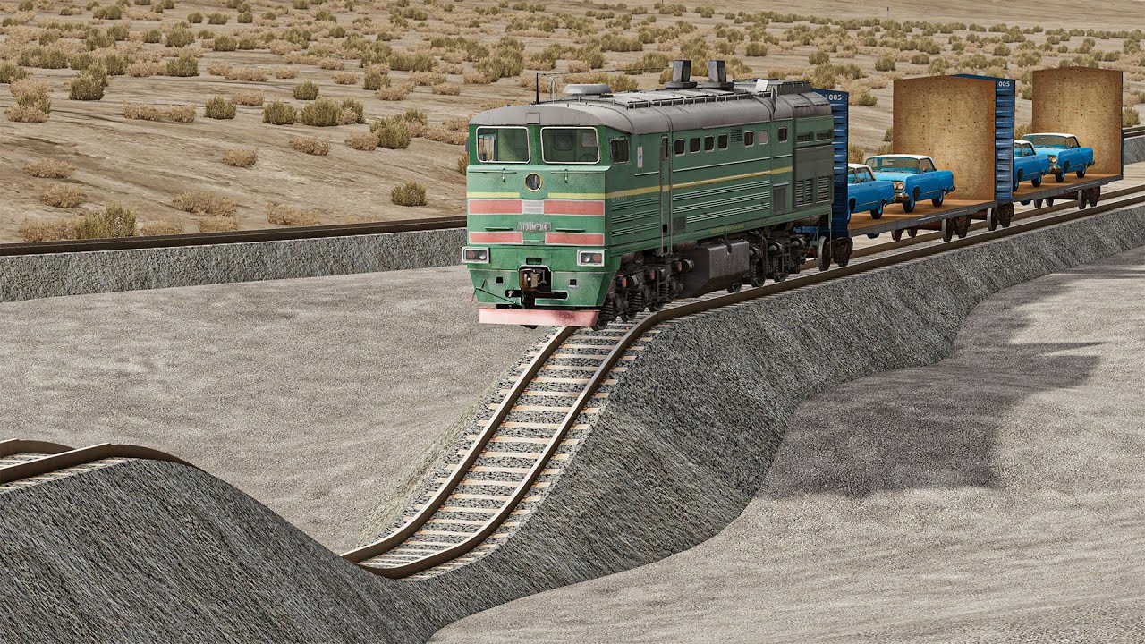 Epic Trains vs Massive Potholes Crashes 02 BeamNG.drive | BeamNG Frenzy