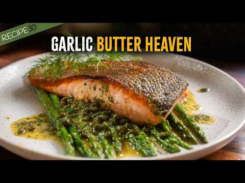 Crispy Salmon With Garlic Buttery Lemon Sauce