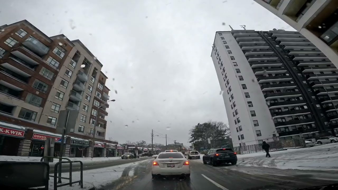 Driving tour Kingston Rd & St.Clair Ave East to Carlaw Ave & Dundas St E. Toronto.