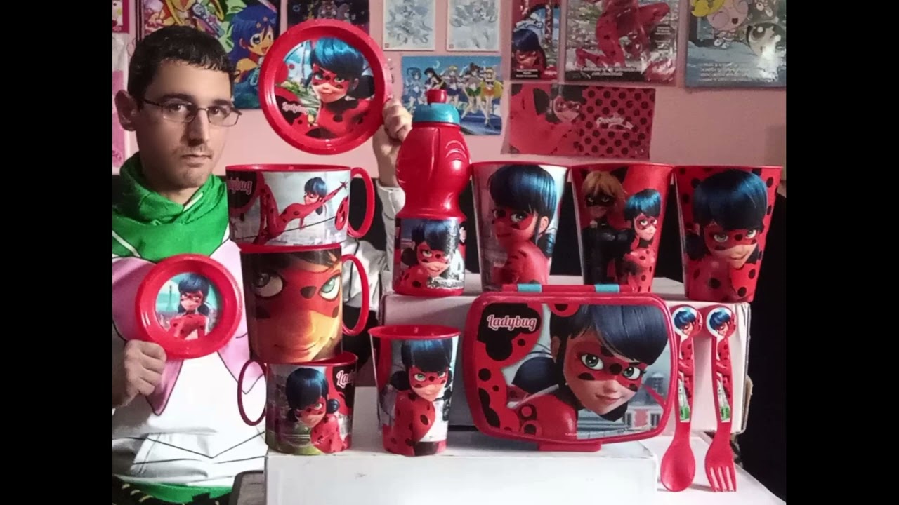Miraculous Ladybug - Plastic Meal Tools (Glasses, Mugs. Spoon, Fork, Canteen, Lunch Box and Plates)