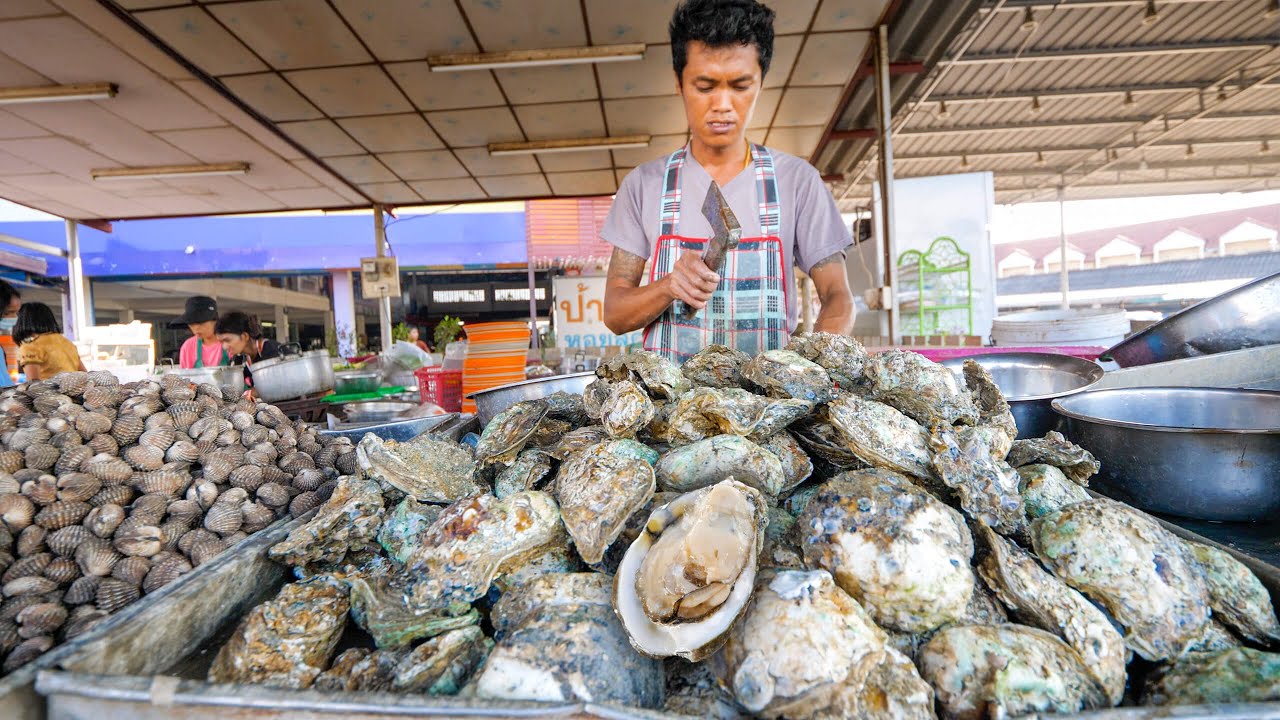 Street Food OYSTER BAR!! Seafood Mountain in Surat Thani, Thailand! | Mark Wiens