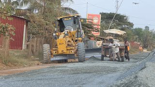 Mega Building Foundation Rural Road Construction By Motor Grader Clearing And Grading Gravel