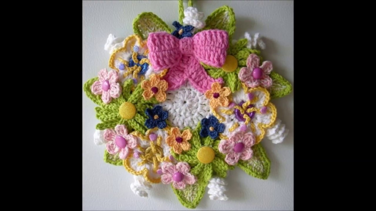 crochet flower wall art YouTube