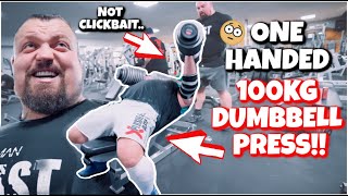 ONE HANDED 100KG DUMBBELL PRESS! ft Powerlifter Sam Parker