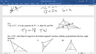 Honors Geometry Semester 1 Review   Chapter 5