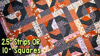 Use 2.5" Strips (Jelly Rolls) or 10" Squares (Layer Cakes) To Create Twirl | Free Quilt Pattern