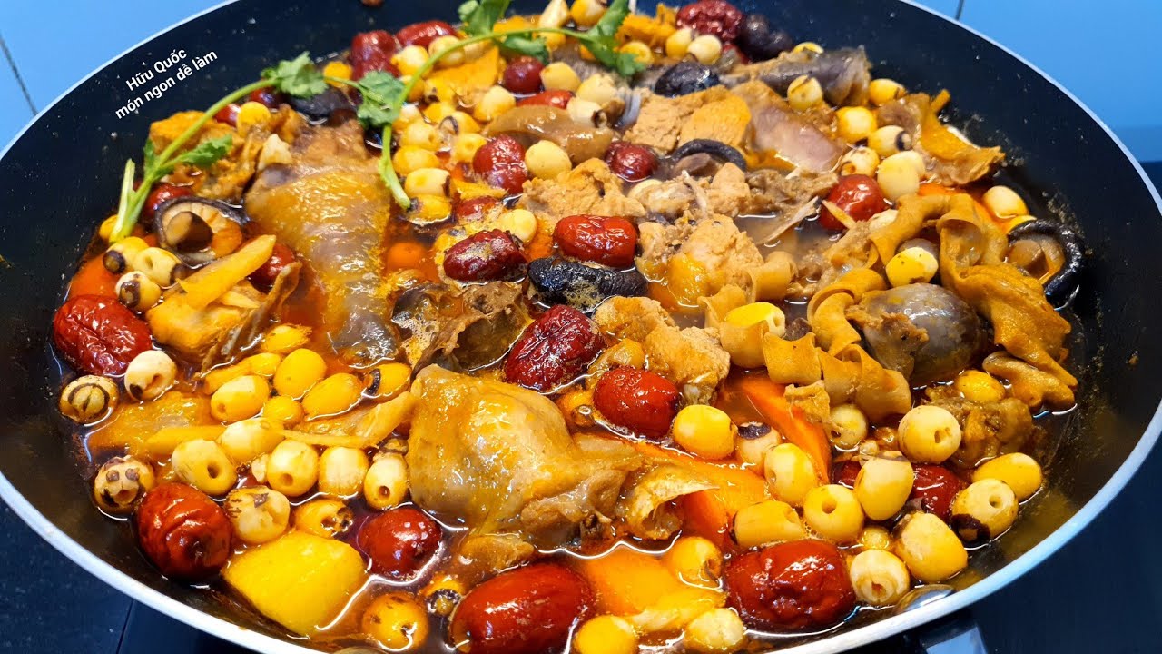 cách nấu LẨU GÀ HẦM HẠT SEN thơm ngon bổ dưỡng - Hữu Quốc món ngon dễ làm