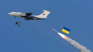 Scary moment! Russian IL76 military transport plane shot down by Ukrainian missile, crew killed