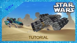 Star Wars Mandalorian Razor Crest and New Republic X-Wing in Minecraft - 1:1 Scale - Tutorial