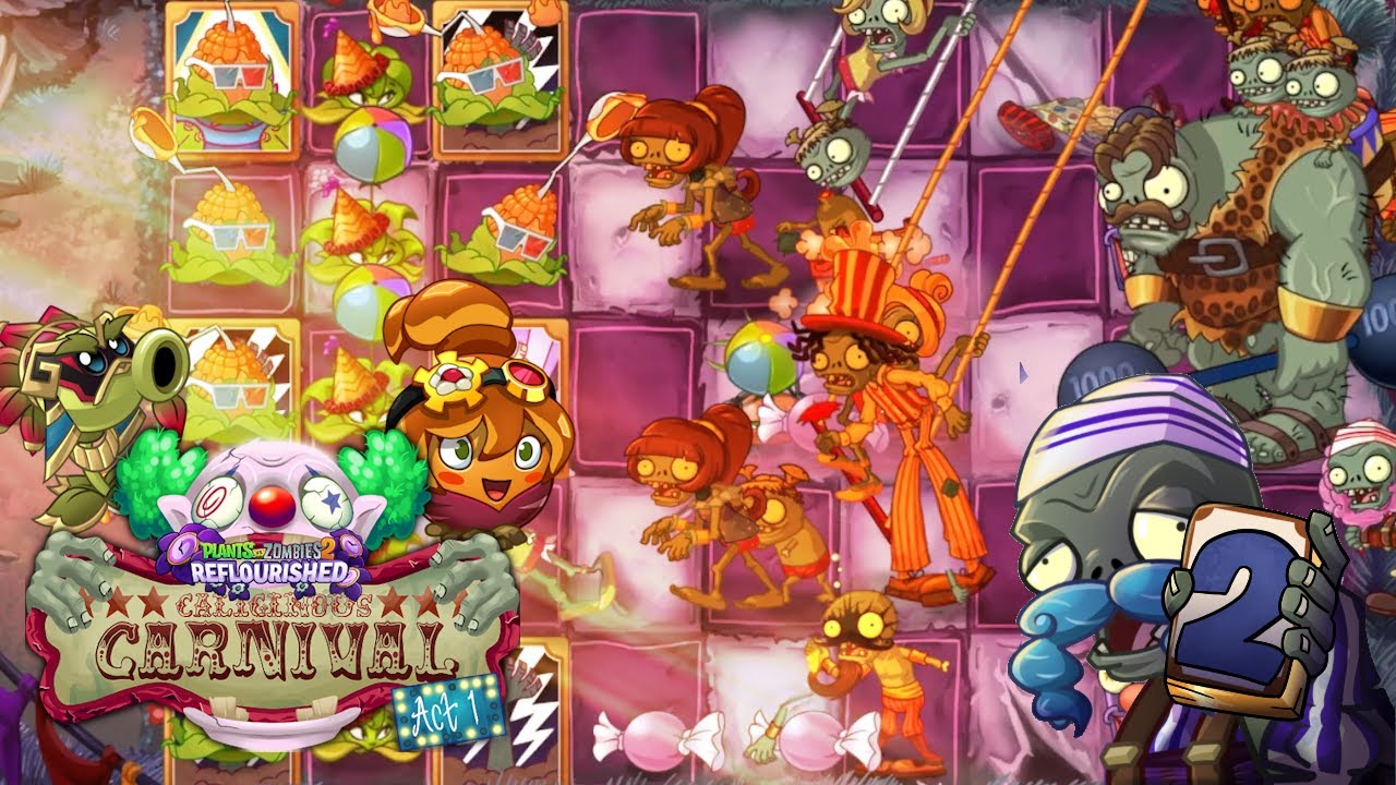 Caliginous carnival act 1 walkthrough level 1 16 plants vs zombies 2