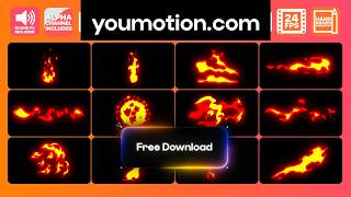 Free Hand Drawn Fire Elements Pack - 4K 2D Cartoon Fire for AI Video (Ae)