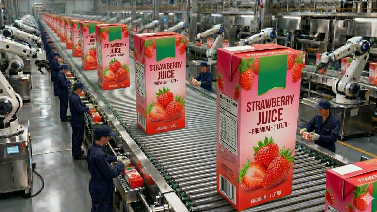 Inside a Modern Strawberry Juice Production: See How Premium Strawberry Juice is... (Full Process)
