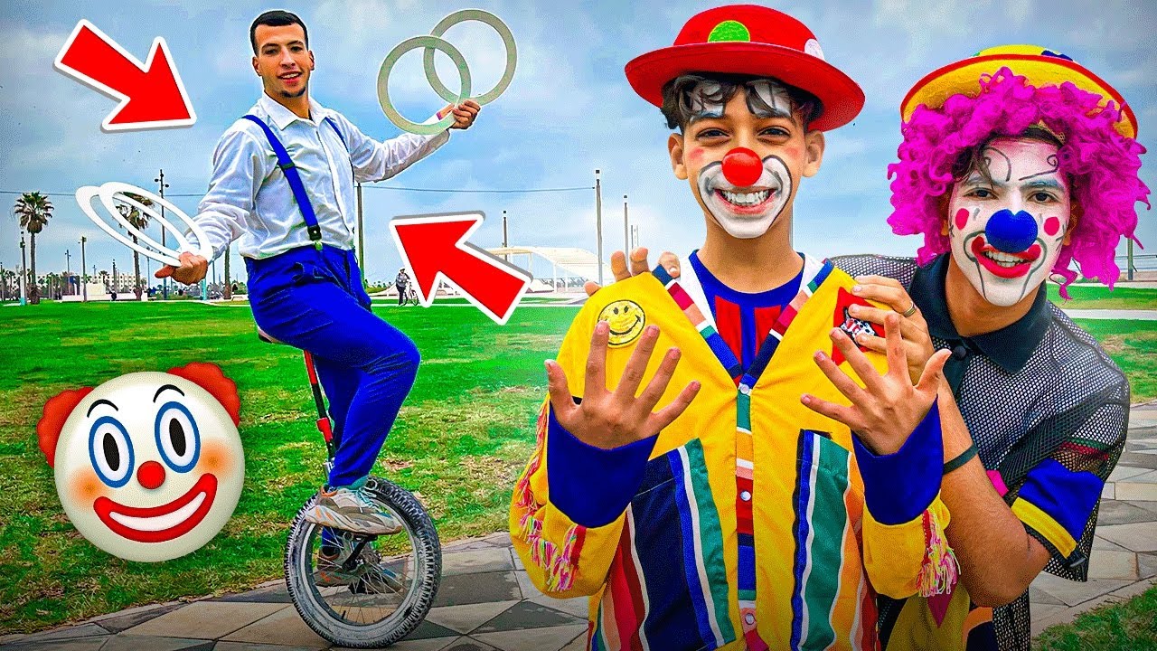 و أخيرا يوم كامل مع أخطر المهرجين 🤹‍♂️🤡 جربوا أخطر دراجة فالعالم 🚲😱