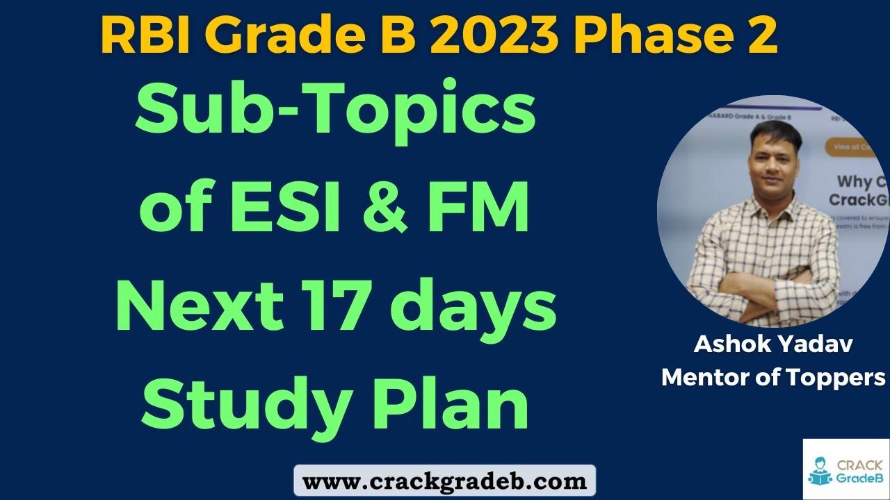 next-17-days-topic-wise-study-plan-for-rbi-grade-b-phase-2-youtube