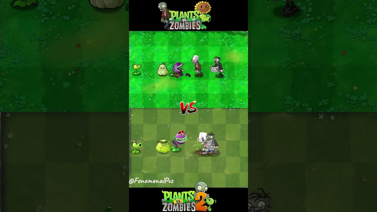 PVZ1 vs PVZ2 Team Plants vs Team Zombie   