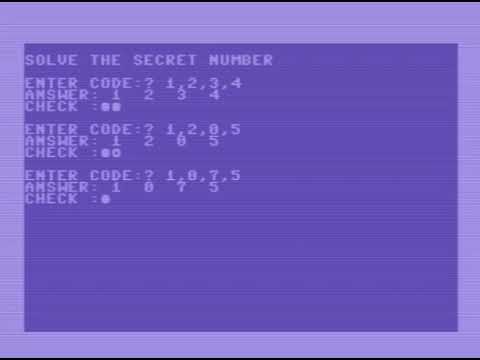 Commodore 64   Basic code miniature  - Mastermind game in Basic