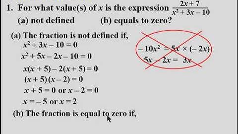 Algebraic Fractions: Undefined Fractions 1