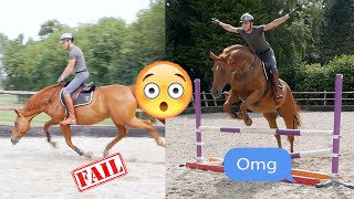 JUMPING MY HORSE WITH NO BRIDLE...(out of control)