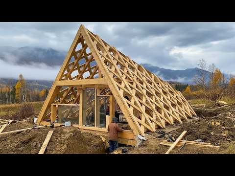 This man is building an A-shaped wooden house! A one-month time-lapse video! @LankHome