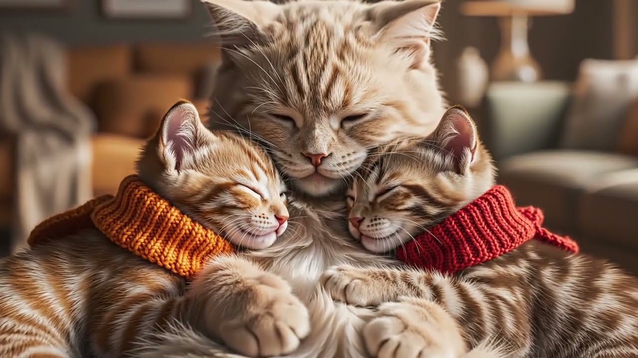 🐾 Mama Cat Does Everything for Her Kittens ❤️ Cooking & Knitting All Day