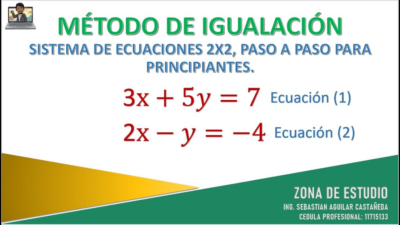SISTEMA DE ECUACIONES 2X2 PARA PRINCIPIANTES (MÉTODO DE IGUALACIÓN