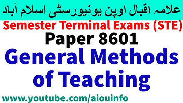 General Methods of Teaching 8601 Paper how to solve | AIOU INFO