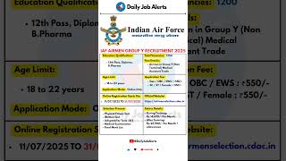 Indian Air Force Recruitment 2025 | New Vacancy 2025 | Daily Job Alerts #shorts