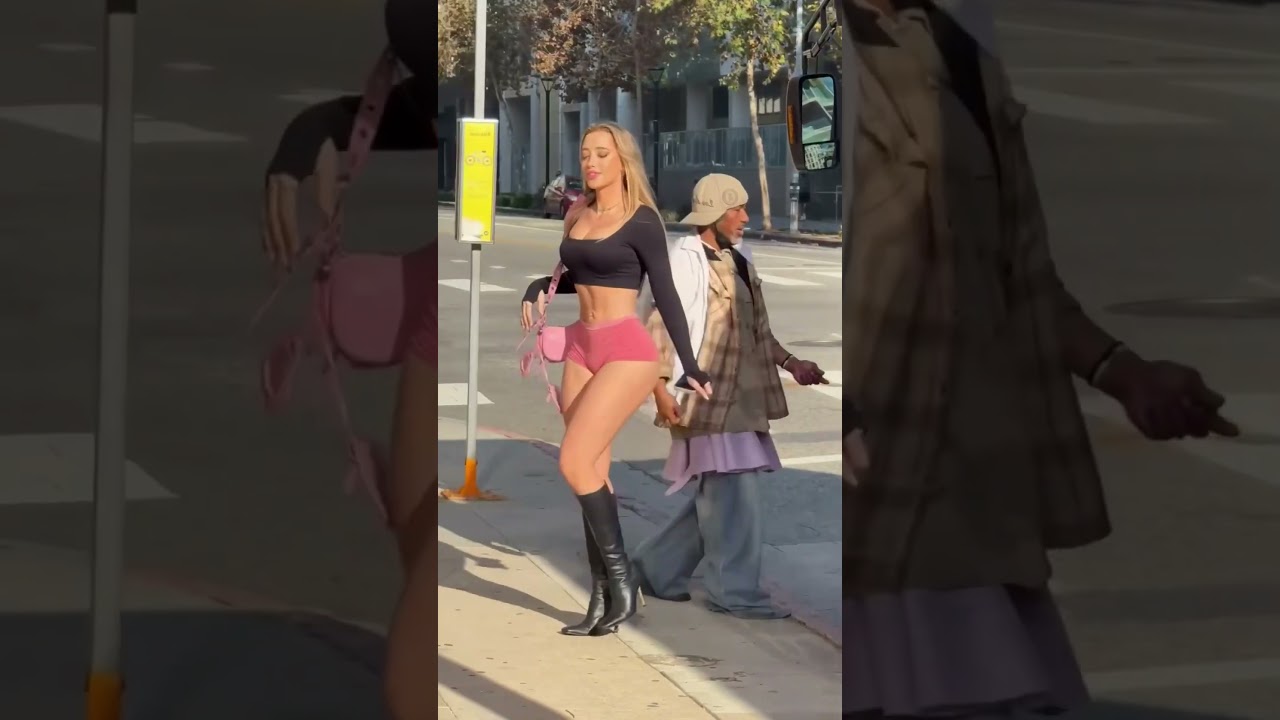 Black Crop Top & Pink Mini Shorts Street Style 2026 😍 #Shorts