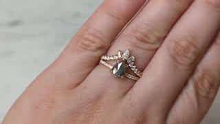 Vintage Rose Gold Diamond Engagement Ring Set | Diamond Stacking Ring Tiara Crown Shape