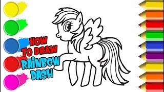 Glitter My Little Pony 🌈 Rainbow Dash drawing and coloring 🦄