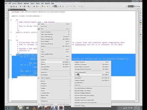 ALIGN JAVA CODE IN ECLIPSE DEMO