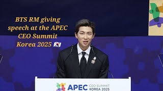 [Full Speech] BTS RM giving speech at the APEC CEO Summit Korea 2025 🇰🇷 