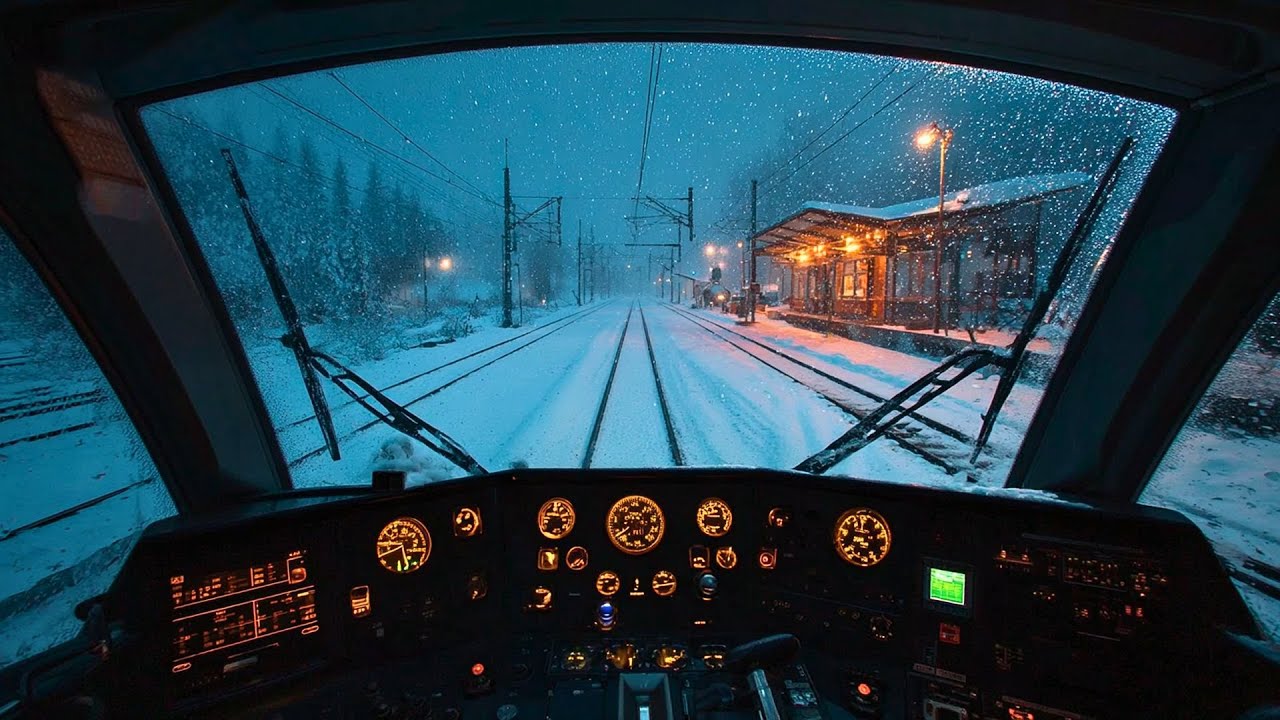 Night Blizzard Train Ride 🚂 Gentle Tracks & Storm Wind White Noise for Deep Sleep