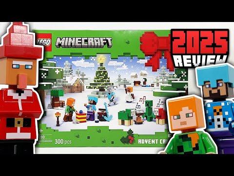 YouTube thumbnail: LEGO Minecraft Advent Calendar (21280) - 2025 Set Review