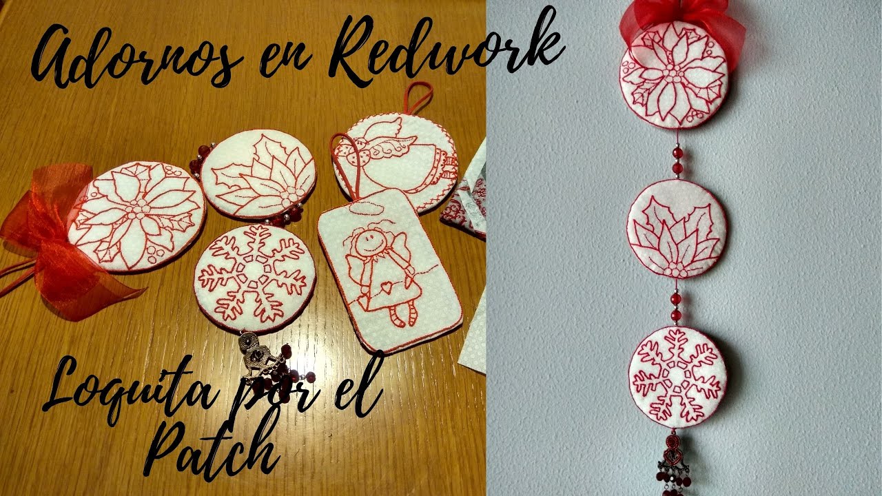 Adornos de navidad en Redwork