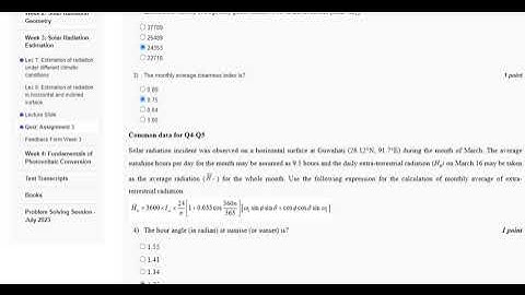 Solar Energy Engineering And Technology week 3 solution Reupdated