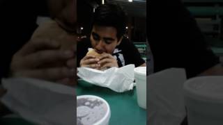 Friend tries Poppa Burger for the first time