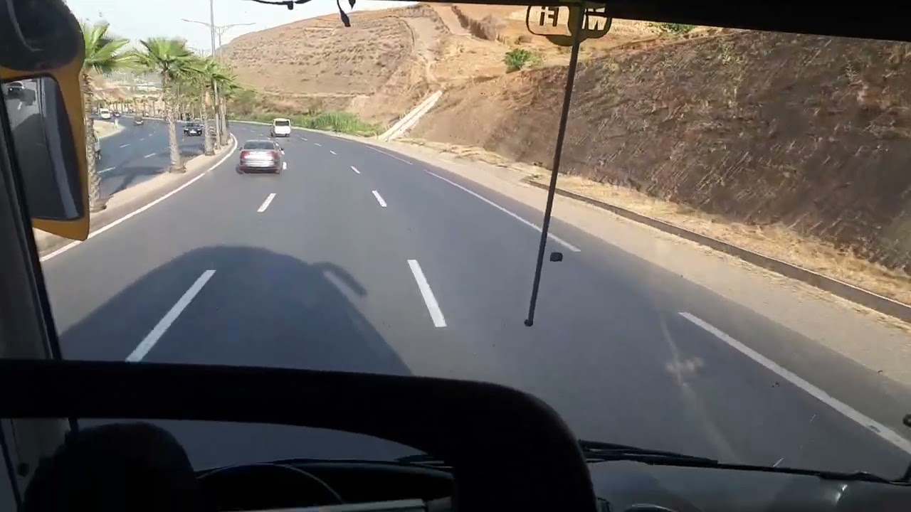 منعرجات عكراش  مدخل مدينة الرباط من داخل حافلة المغرب