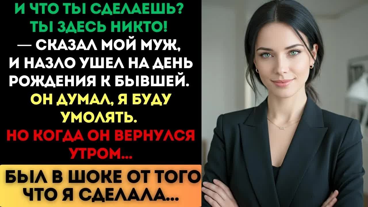 «Ты здесь никто!» — сказал муж и ушел к бывшей. Но когда он вернулся...
