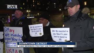 UAW members protest GM plant closings