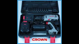 CROWN Perceuse Visseuse 12V مفك البراغي و مثقاب كهربائي لاسلكي 2في1 بسرعتين مع بطاريتين لشحن سريع