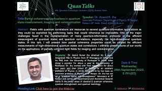 Prof. Anand K. Jha's Webinar at IQTI on Quantum Imaging
