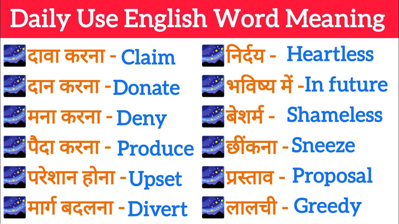 Daily use english words, word meaning practice, English speaking ...