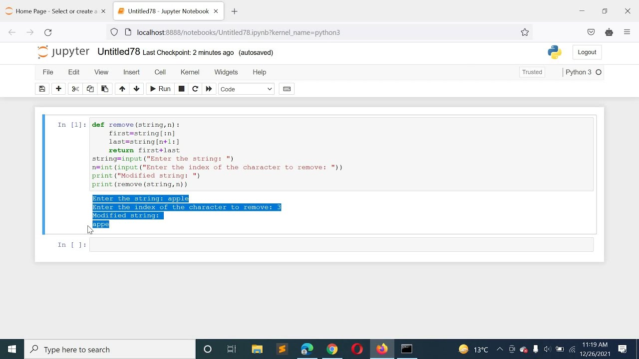 Python Program to Remove the nth Index Character from a Non Empty String - YouTube Python Program To Remove The Nth Index Character From A Non Empty String - Youtube